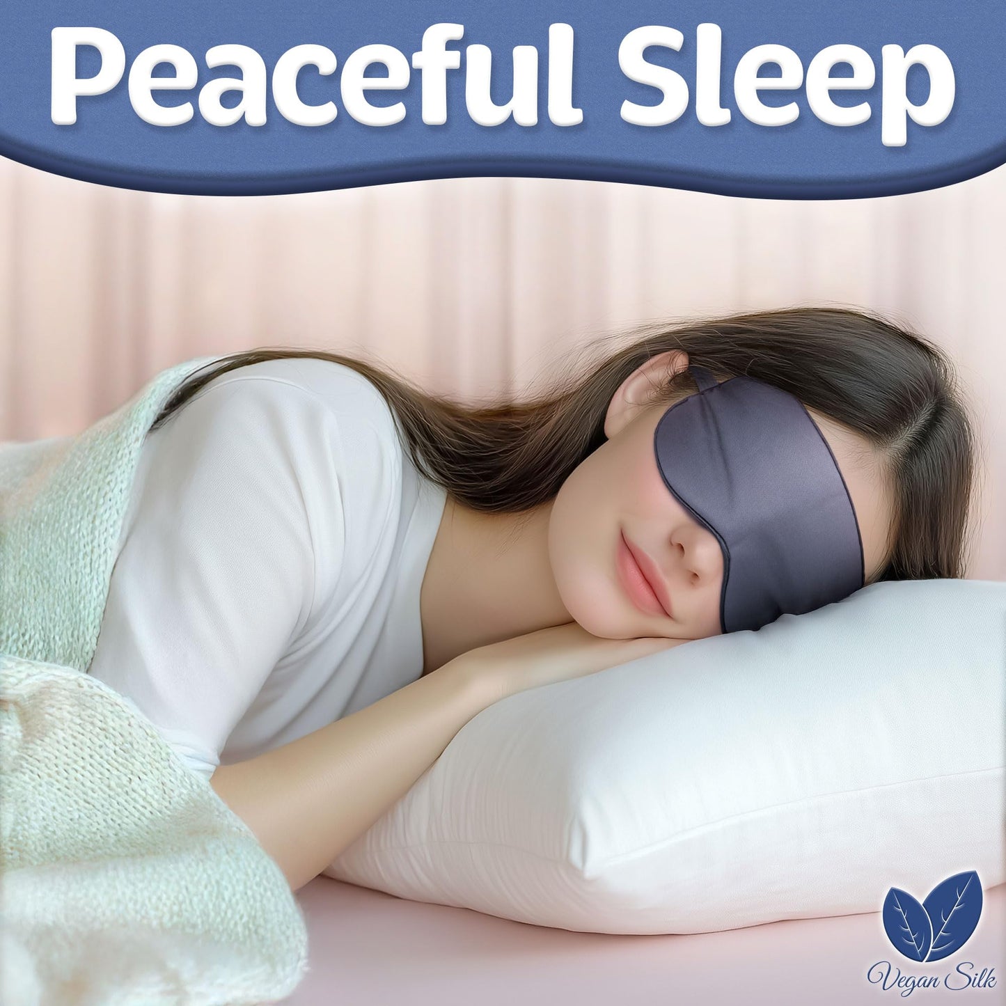 Sleep Mask - Navy Gray, 100% Bamboo Viscose - Eye Mask - Blackout Blindfold for Women & Men - Reusable Eye Cover for Travel - Comfortable, Lightweight & Contoured Sleeping Shades