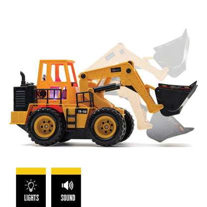 Top Race 5-Channel RC Front Loader Tractor - 14" Electric Construction Truck with Lights & Sounds - Perfect Digger Toy for Boys and Girls Ages 3+