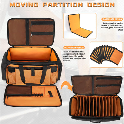 AKOZLIN Cable File Bag with Detachable Dividers, DJ Gig Bag Cord Organizer Case for Laptop,DJ Gear, Sound Instrument and Music Equipment Accessories Black Orange