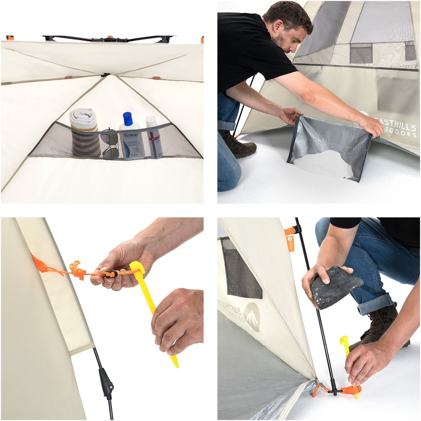 Easthills Outdoors Instant Shader Deluxe XL Beach Tent Easy Up 99" Wide for 4-6 Person Sun Shelter - Extended Zippered Porch Included Blue