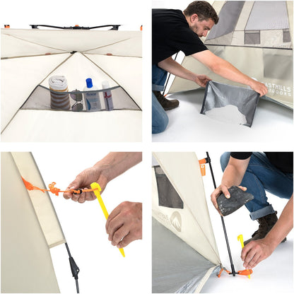 Easthills Outdoors Instant Shader Deluxe XL Beach Tent Easy Up 99" Wide for 4-6 Person Sun Shelter - Extended Zippered Porch Included Blue