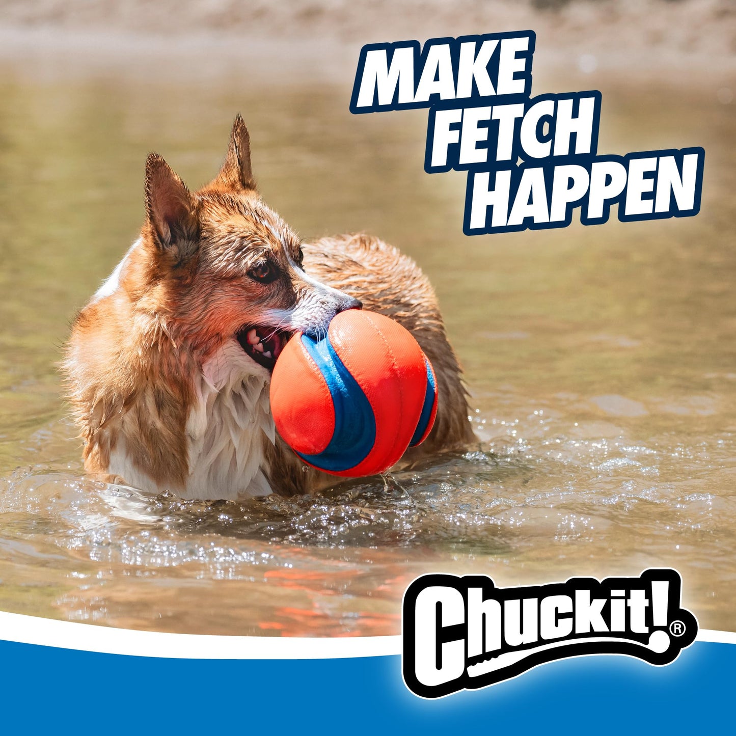 Chuckit! Kick Fetch Ball Dog Toy - Floats in Water - Perfect for Interactive Play - Made with Durable Rubber and Foam - For Large Dogs - Size Large - 8-inch Diameter - Pack of 1