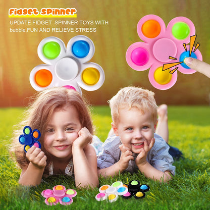SCIONE 10 Pack Pop Fidget Spinners Fidget Toy for Kids Adults, Pop Party Bag Fillers for Kids Sensory Anxiety Stress Relief Reducer