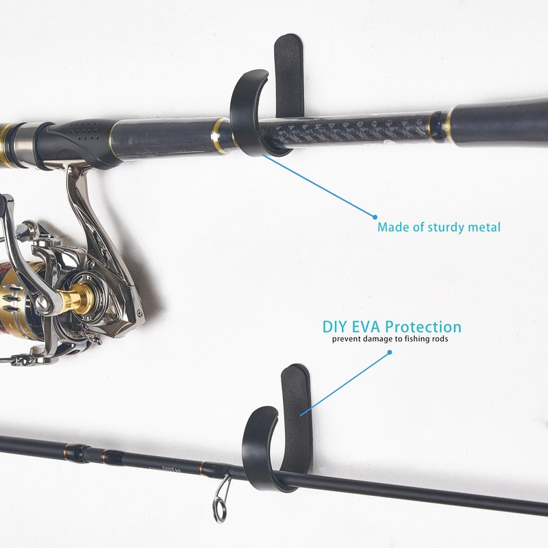 Mkono Fishing Rod/Pole Holder for Garage, Wall Ceiling Mounted Horizontal Rod Rack Holds Up to 10 Rods or Combos, Fishing Equipment Storage Organizer Gifts (20pack)