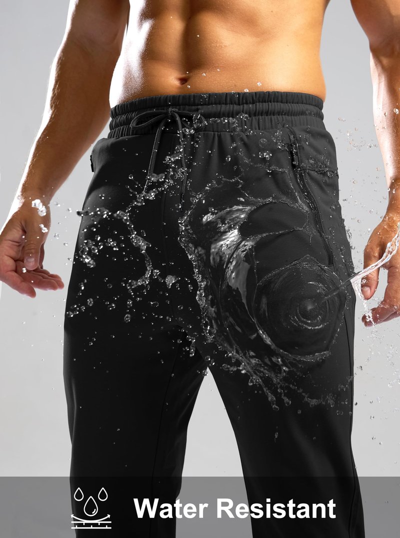 G Gradual Men's Fleece Lined Winter Pants with 3 Zipper Pockets Warm Athletic Joggers Workout Running Sweatpants for Men(Black,L)