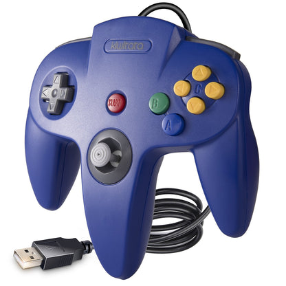 2 Pack kiwitatá N64 USB Controller for Retro Games, Classic N64 Wired Bit Gaming Pad Joystick Controller for Windows XP/7/8/10 & Mac & RetroPie Emulator Blue