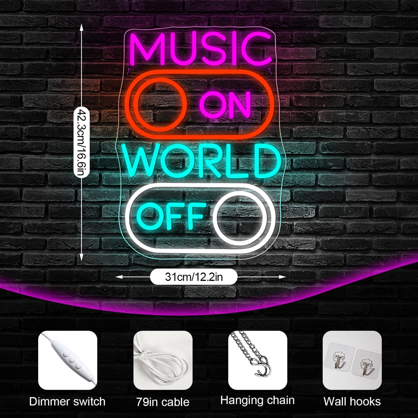 Horseneon Good Food Good Mood Neon LED Sign, Food Neon Signs for Wall Decor, Good Food Good Mood Neon Light with USB Powered for Snack Shop, Restaurant, Fast Food