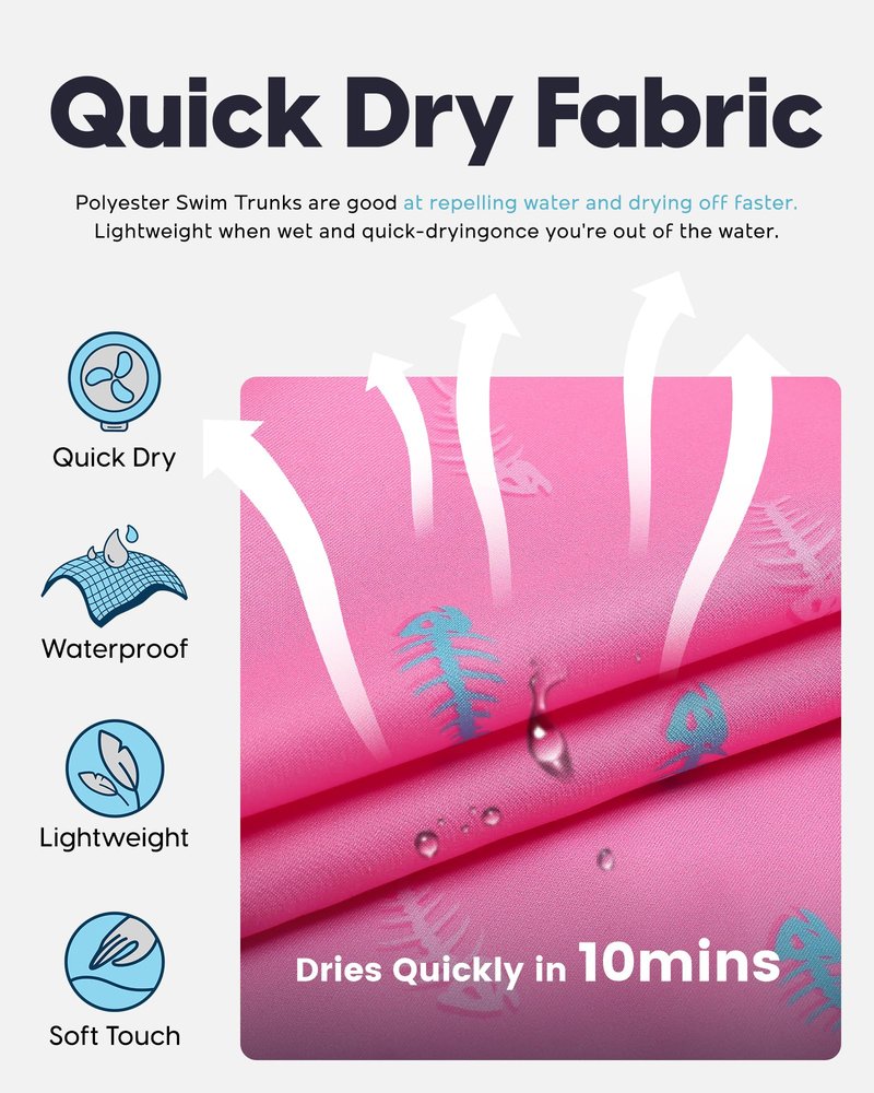 maamgic Mens Swim Trunks Quick Dry Swim Shorts with Mesh Lining Funny Swimwear Bathing Suits 7inch Pink Shark Small