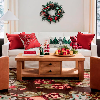 ZWJD Christmas Pillow Covers 18x18 Set of 2 Chenille Throw Red Cushion Covers with Elegant Design Soft and Luxurious Decorative Pillows for Couch, Bed, and Christmas Decor