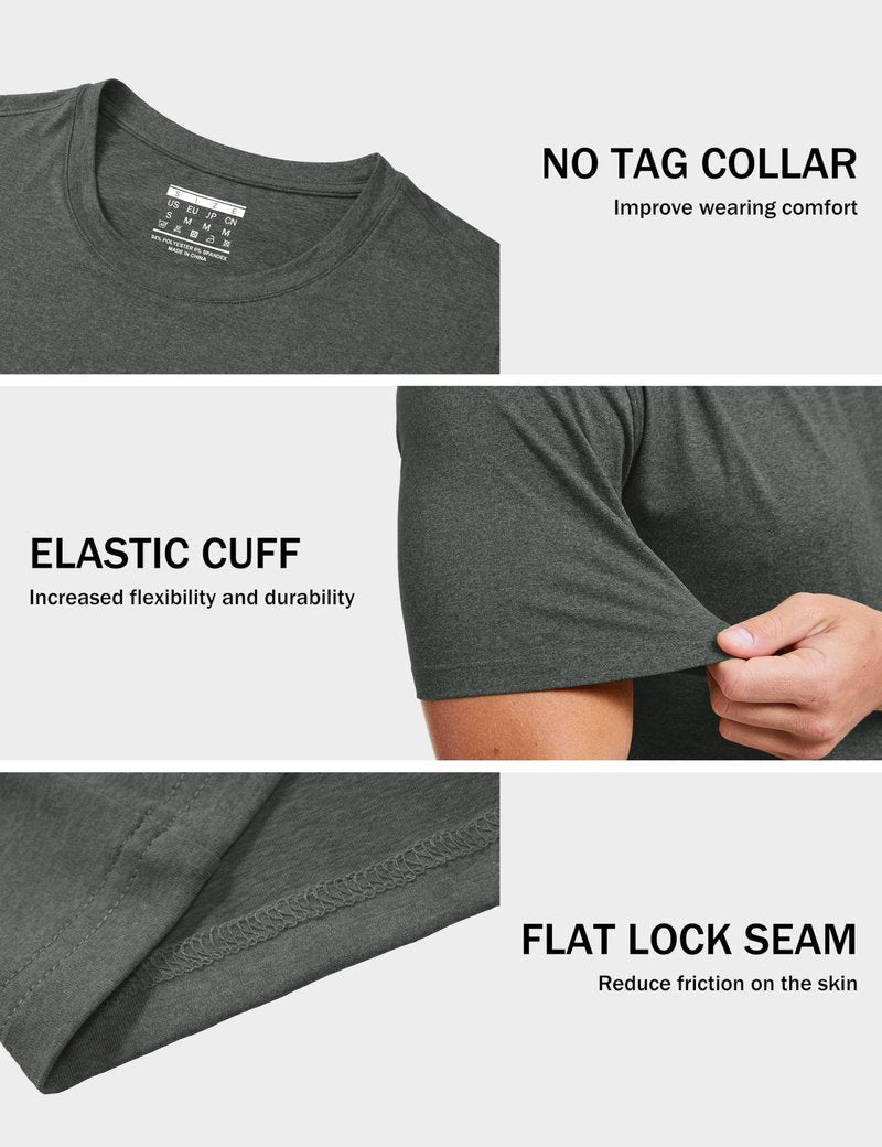 MAGCOMSEN Athletic Shirts for Men Short Sleeve Dry Fit Workout Shirts Moisture Wicking Gym Exercise Performance Shirt Dark Grey, XL
