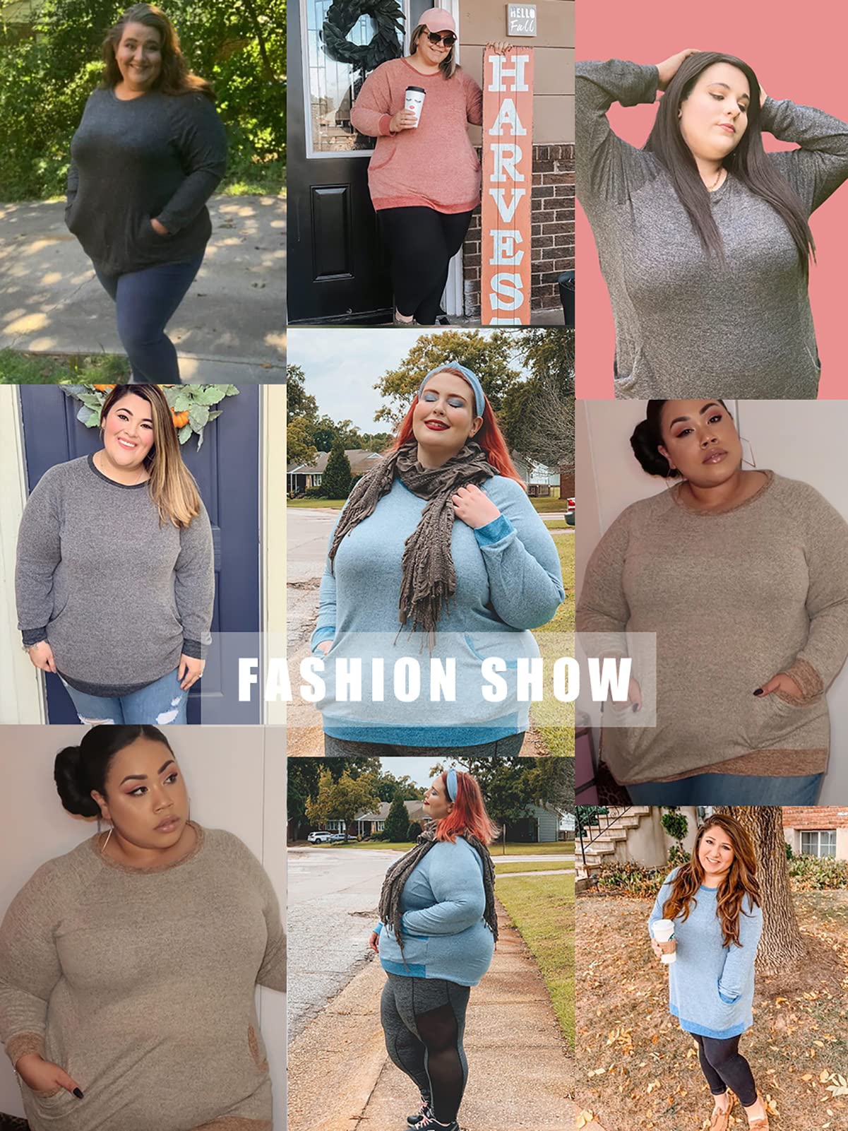 DOLNINE Plus Size Christmas Sweater Winter Casual Holiday Tops Long Sleeve Sweatshirts Black SD007-20W
