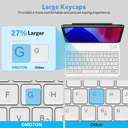 OMOTON Bluetooth Keyboard for Tablet/Android/Windows/iOS, with 7 Colors Backlight Rechargeable Wireless Mini Keyboard for Galaxy Tab A9+/A9+ Plus/S9/S9 Plus/S9 FE, Black