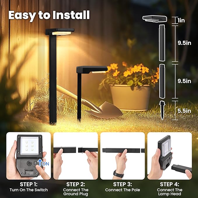 Solar Lights Outdoor, 6Pack Smart Pathway Lights with Color Changing &Sync, 9Modes (Warm/Cool White,RGB) for Driveway,Walkway,Garden,Yard,Fence,Patio,Lawn,Step Waterproof