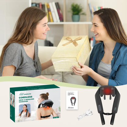 Snailax Cordless Neck Shoulder Massager with Heat for Pain Relief Deep Tissue, Upgarded 4D Kneading, Shiatsu Back Neck Massager Pillow for Neck, Shoulders Back, Gifts for Men Women Mom Dad