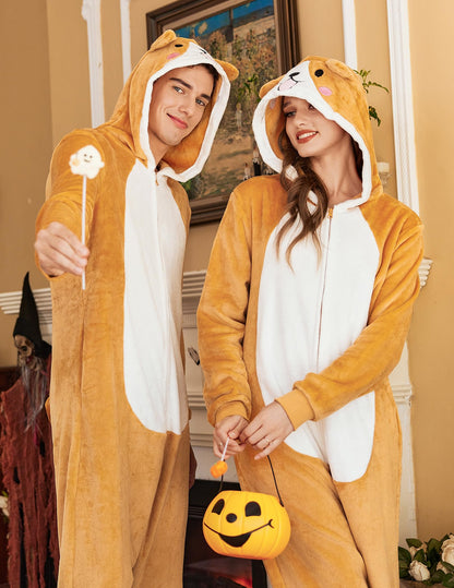 Ekouaer Adult Onesie Animal Halloween Costumes One Piece Pajamas Cosplay Suit Party Wear for Women and Men