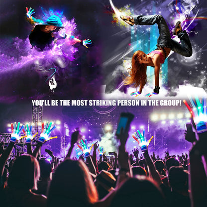 GLEDLOVES LED Gloves for Kids, Teens & Adults - Finger Light Gloves with 5 Colors/6 Modes - Perfect for 9-12 Year Old Boys & Girls - Ideal for Halloween & Christmas Parties