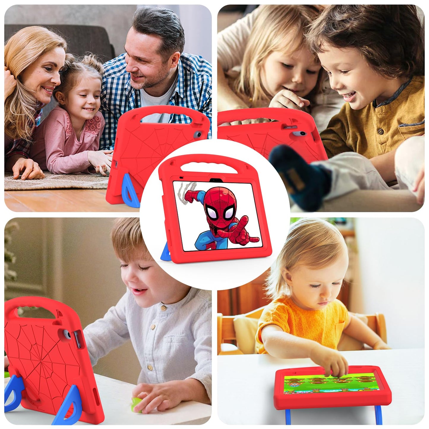 LKOOZO Kids Case for iPad (A16) 11th Generation 11 Inch 2025 / iPad 10th Generation 10.9 inch 2022, Shockproof Cover with Built-in Screen Protector, Red