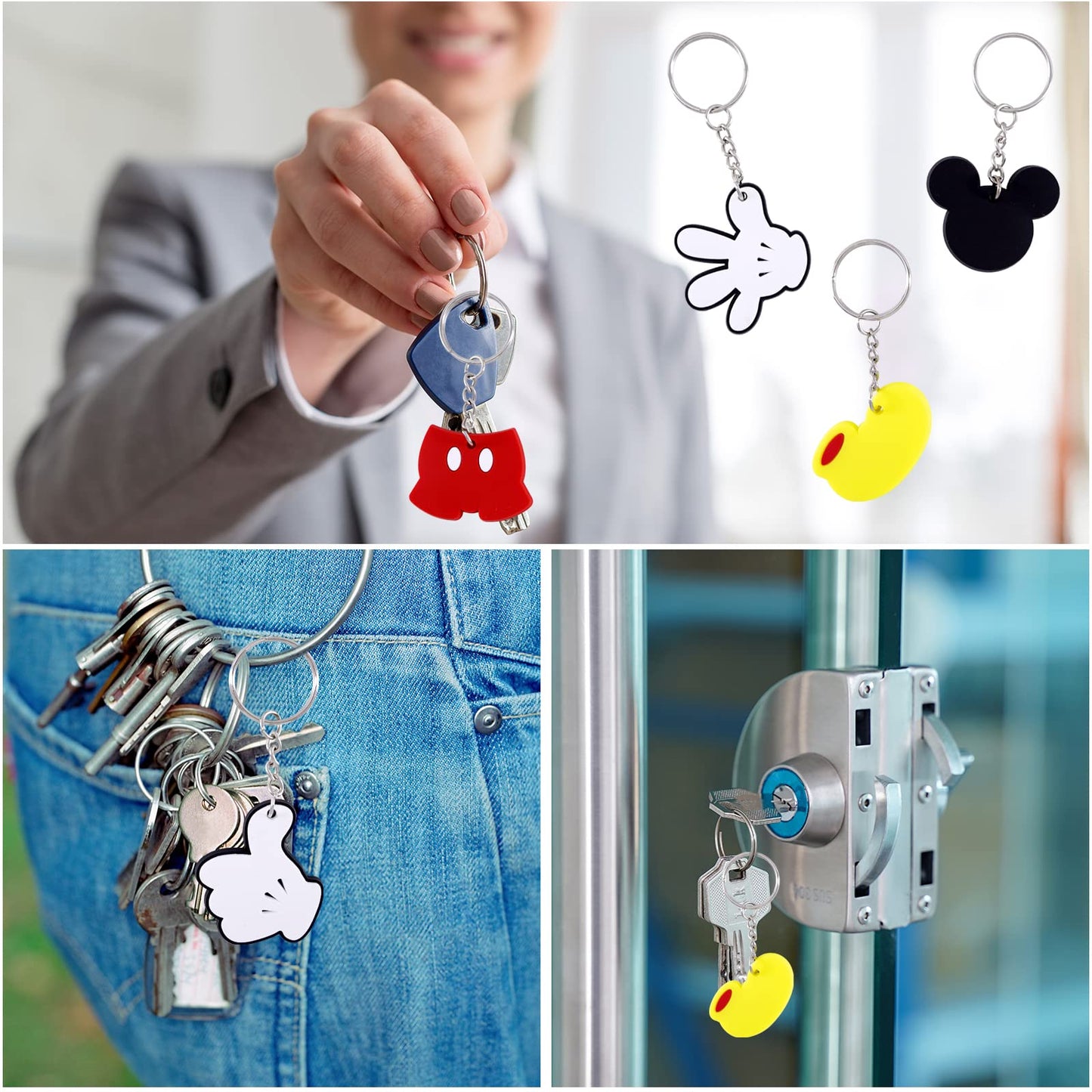 Lecinc 24 Pcs Mouse Keychain, Cute Mouse Silicone Keychain for Mouse Theme Party Favors Pendant, Mouse Birthday Party Supplies