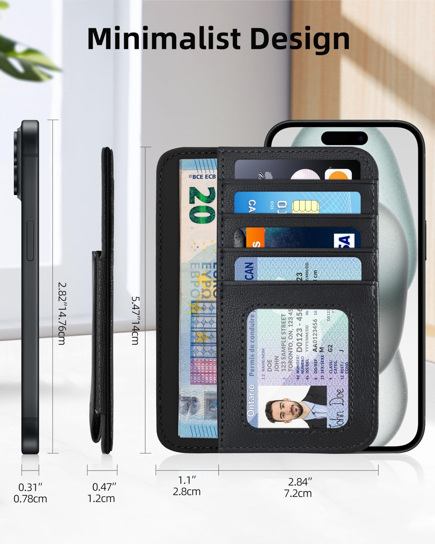 HiWe Passport Holder for Travel, Minimalist RFID Passport Holder, Leather Passport Wallet Cover Case for Men & Women, ID Window, Black