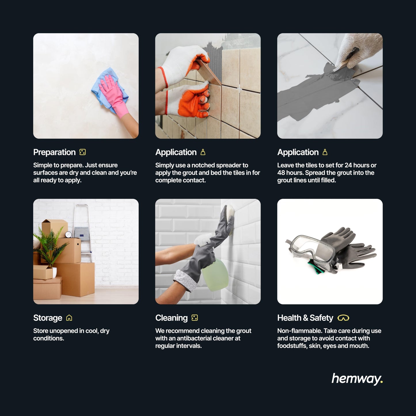 Hemway - Premium Ready-Mixed Grout & Fix Adhesive 4.5 Kg / 2.5 L - Grey | Fast-Drying & Water-Resistant Floor, Wall & Tile Grouting