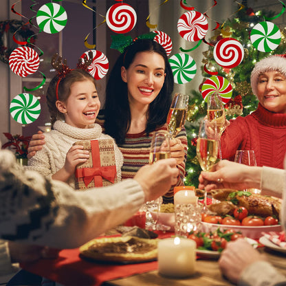 Syhood 24 Set Christmas Peppermint Candy Swirl Decorations - Ceiling Hanging Streamers for Holiday Party