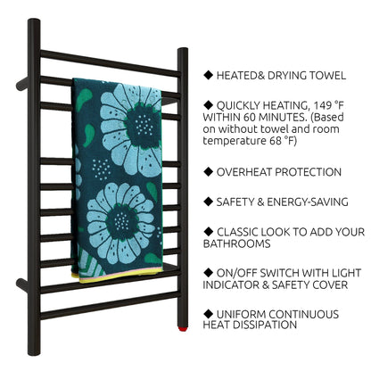 HEATGENE Towel Warmer Wall-Mounted Hardwired Heated Towel Rack Hot Towel Bar Brushed