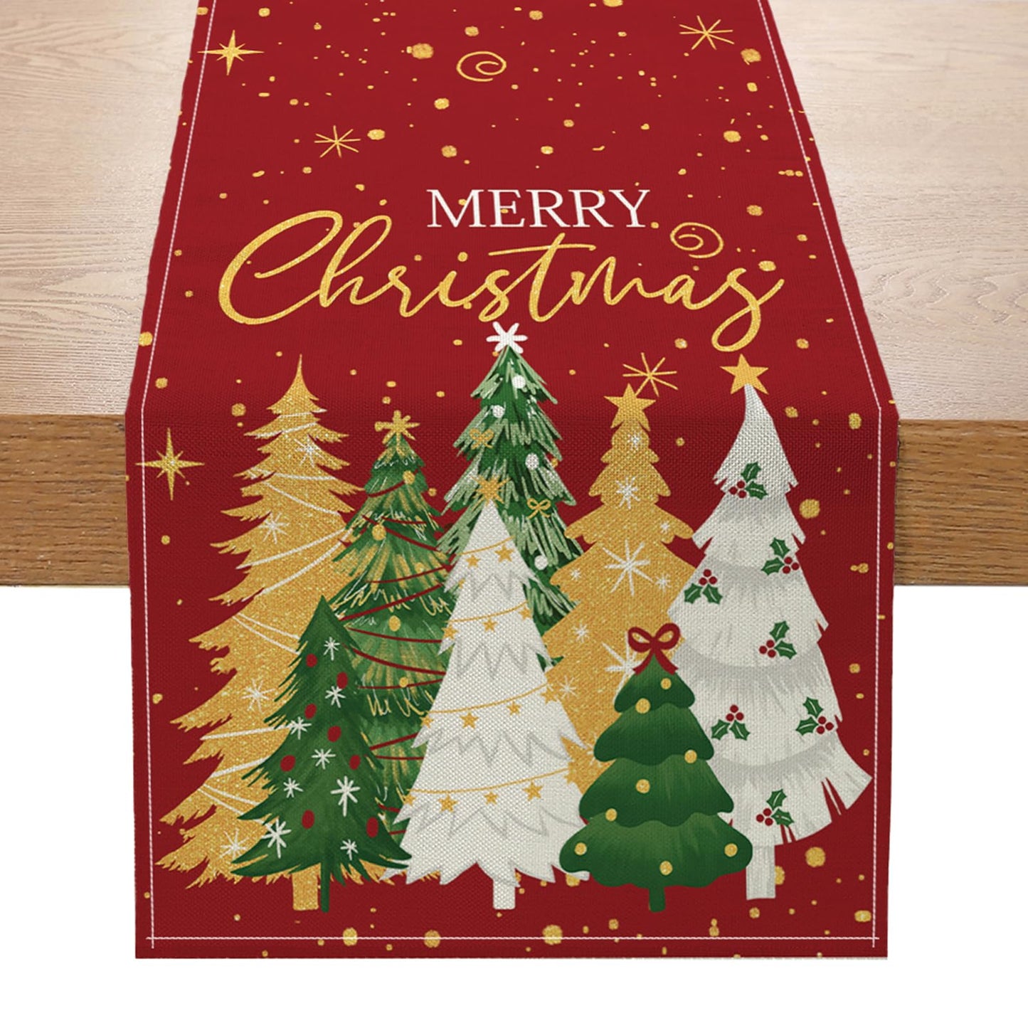 Christmas Decorations - Merry Christmas Table Runner 13x72 Inch,Xmas Trees Snowflakes Table Runner for Holiday Seasonal Winter Decoration Indoor Outdoor Party