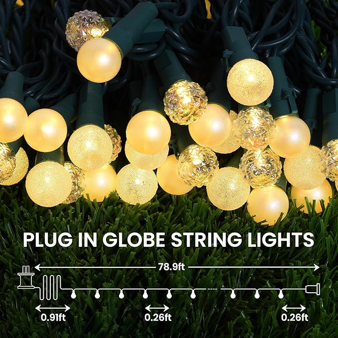 Globe String Lights, 300 LED Mix-Ball Fairy Lights Plug in UL Listed 100FT Christmas Tree Lights Christmas Outdoor Indoor Fairy Lights for Bedroom Tree Patio Party Garden Wedding, Warm White
