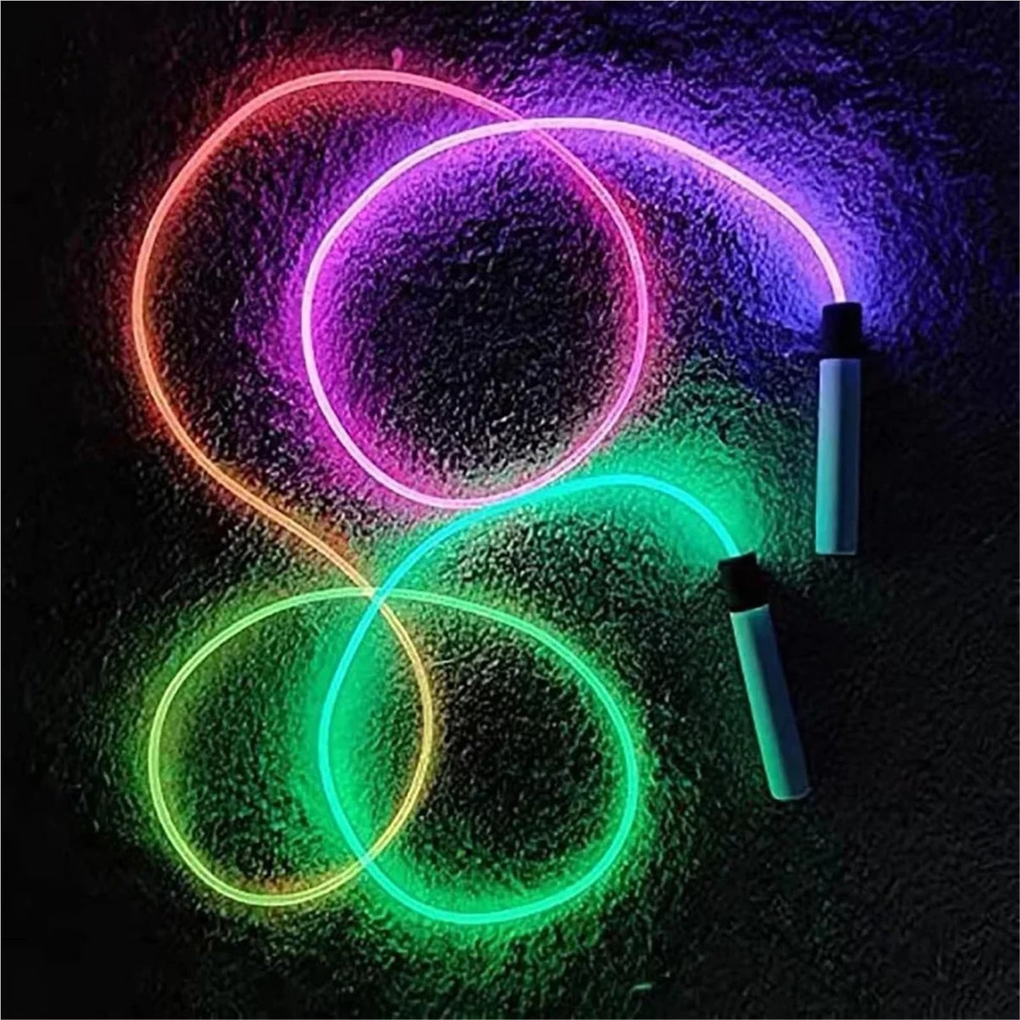 LED Night Glow Jump Ropes Glowing Skipping Rope for Adjustable Adults Portable Training Sports Fitness Equipment(Green)