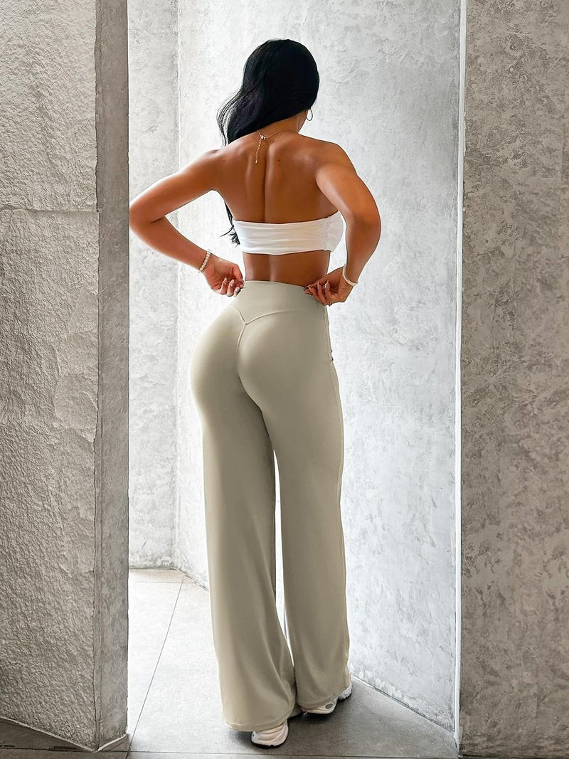 YEOREO Workout Leggings Womens No Front Seam Straight Leggings 31.5" High Waist Buttery Eddiy Gym Yoga Pants Light Sand XXL