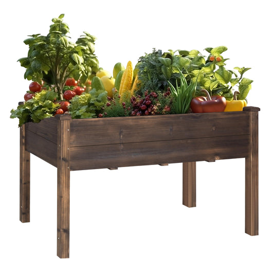 MUPATER 48 x 24 x 30in Raised Garden Bed, Wood Elevated Planter Box with Legs, Outdoor Raised Beds for Gardening, Backyard, Patio and Balcony, Rustic