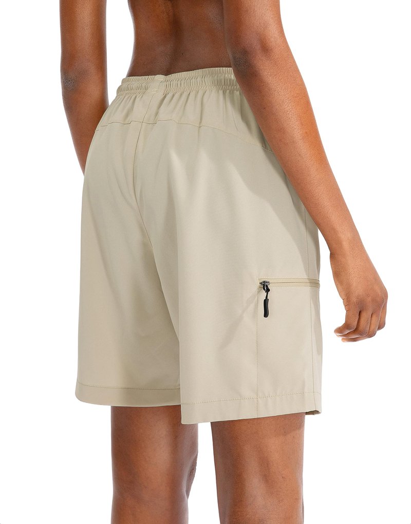 SANTINY Women's 5''/ 7''/9'' Hiking Cargo Shorts Quick Dry Lightweight Summer Shorts for Women Athletic Golf Zipper Pockets(Khaki_XXL)