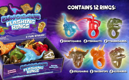 Kangaroo 12 Dinosaur Pack Glow Rings Bulk Party Pack For Kids & Adults - Glow in the Dark Party Supplies Toys - LED Ring Light Up Neon Disco Party Favors & Festival Accessories Halloween Party Decorations