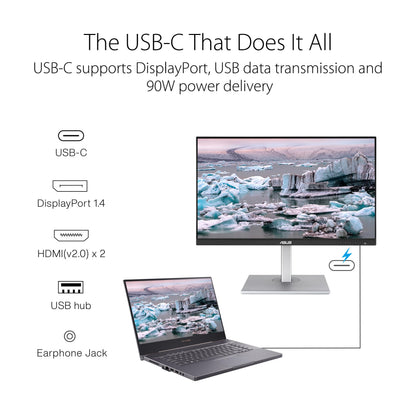 ASUS ProArt Display 14” 1080P Portable Touchscreen Monitor (PA148CTV) - Full HD, IPS, 100% sRGB/Rec.709, Color Accuracy ΔE < 2, Calman Verified, USB-C Power Delivery, Micro HDMI, Tripod Socket,Black
