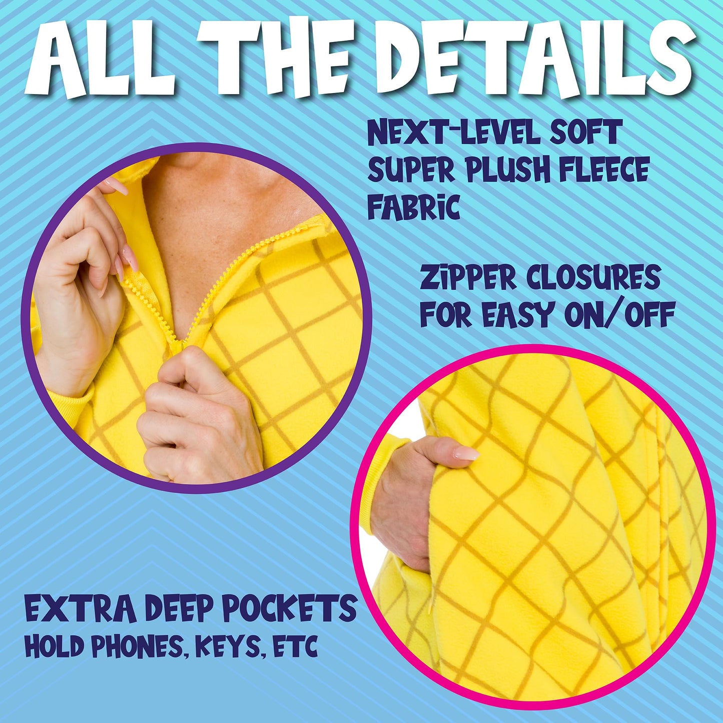 Funziez! Slim Pineapple and Avocado Adult Onesie - Food Halloween Costume - One Piece Cosplay Suit for Adults, Women and Men