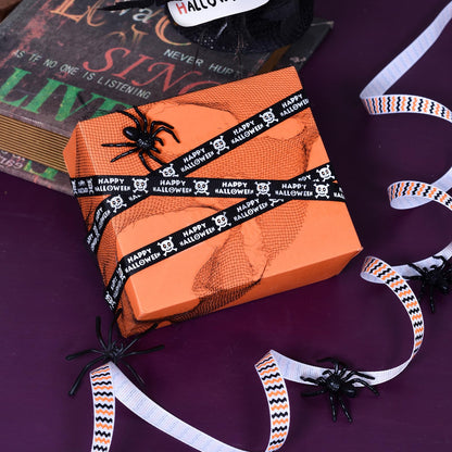 Ribest Halloween Ribbon Grosgrain 3/8 Inch Thin Ribbons for Crafts Gift Wrapping Decor 12 Rolls Total 60 Yards
