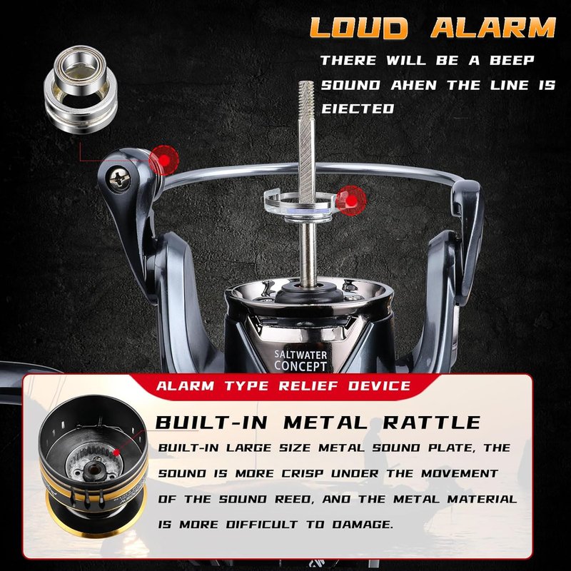 Saltwater Spinning Reel - 13+1BB Ultra Smooth Fishing Reel with Carbon Drag & CNC Aluminum Handle