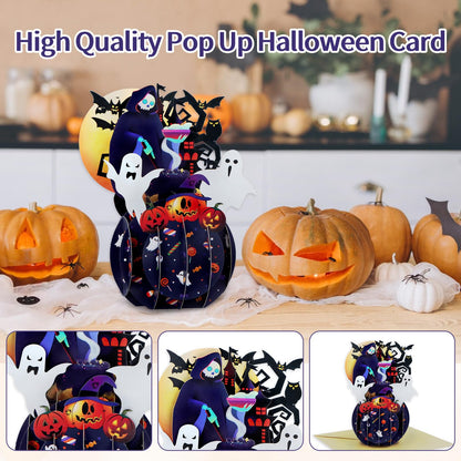 FaCraft Halloween Cards - 3D Handmade Happy Halloween Pop Up Greeting Cards Gifts with Envelope and Seals, for Kids Boy Girl (Pumpkins, Ghosts, Witches, Bats