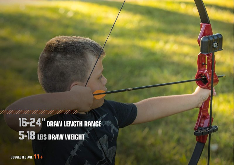 Bear Archery Flash Bow Set for Youth, Ambidextrous, Red