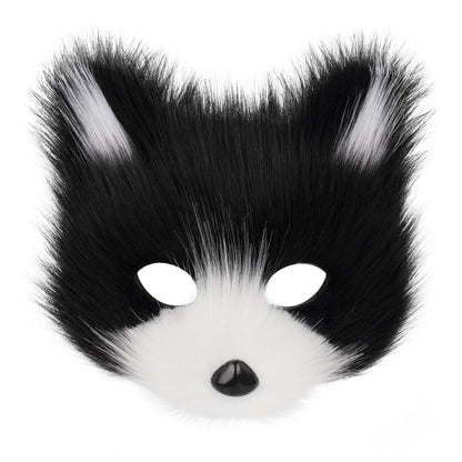 hbbhml Animal Fox Wolf Mask Halloween Party Cosplay Costumes Props Plush Cat Half Face Masks Carnival Christmas Masquerade