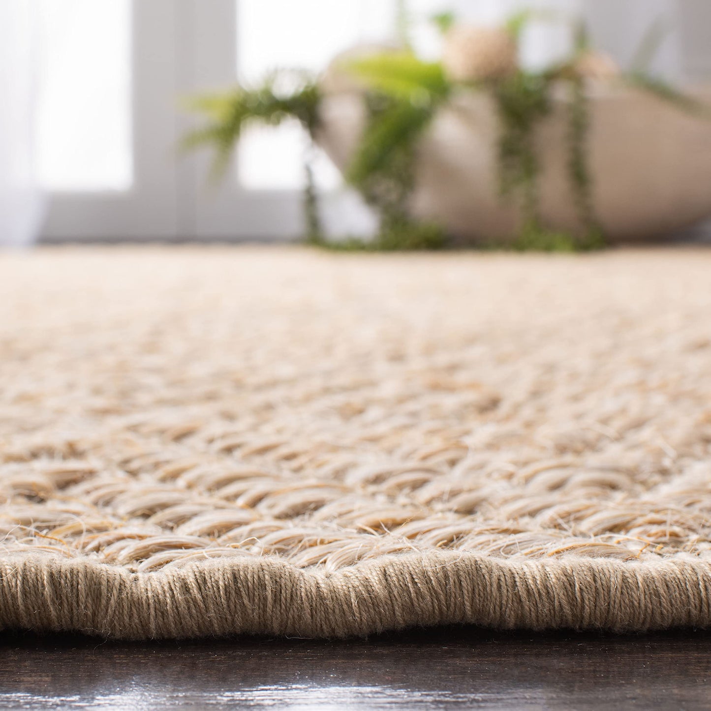 SAFAVIEH Palm Beach Collection Area Rug - 6' x 9', Beige & Beige, Sisal Design, Non-Shedding & Easy Care, Ideal for High Traffic Areas in Living Room, Bedroom (PAB360A)