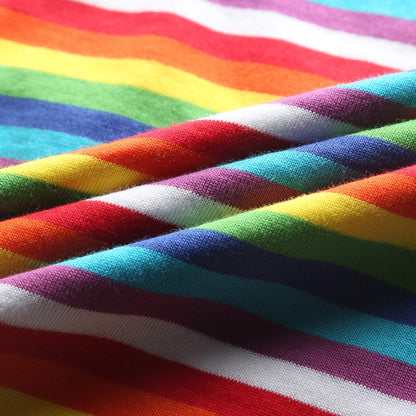 Rainbow T Shirt Women Striped Tee Crew Neck Short Sleeve Stripes Tops Fashion L