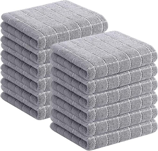 Homaxy 100% Cotton Terry Kitchen Towels, Checkered Designed, Soft and Super