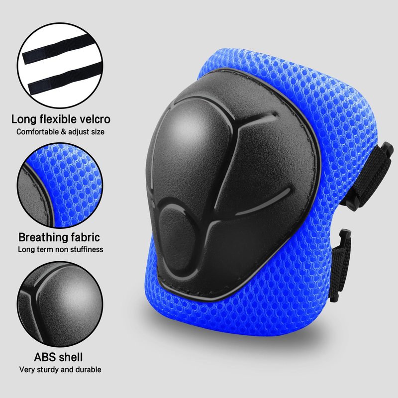 Kids Protective Gear Set Knee Pads for Kids 3-14 Years Toddler Knee and Elbow Pads with Wrist Guards 3 in 1 for Skating Cycling Bike,Biking, Roller Skates, Scooters (Blue, ‎S(3-8Years))