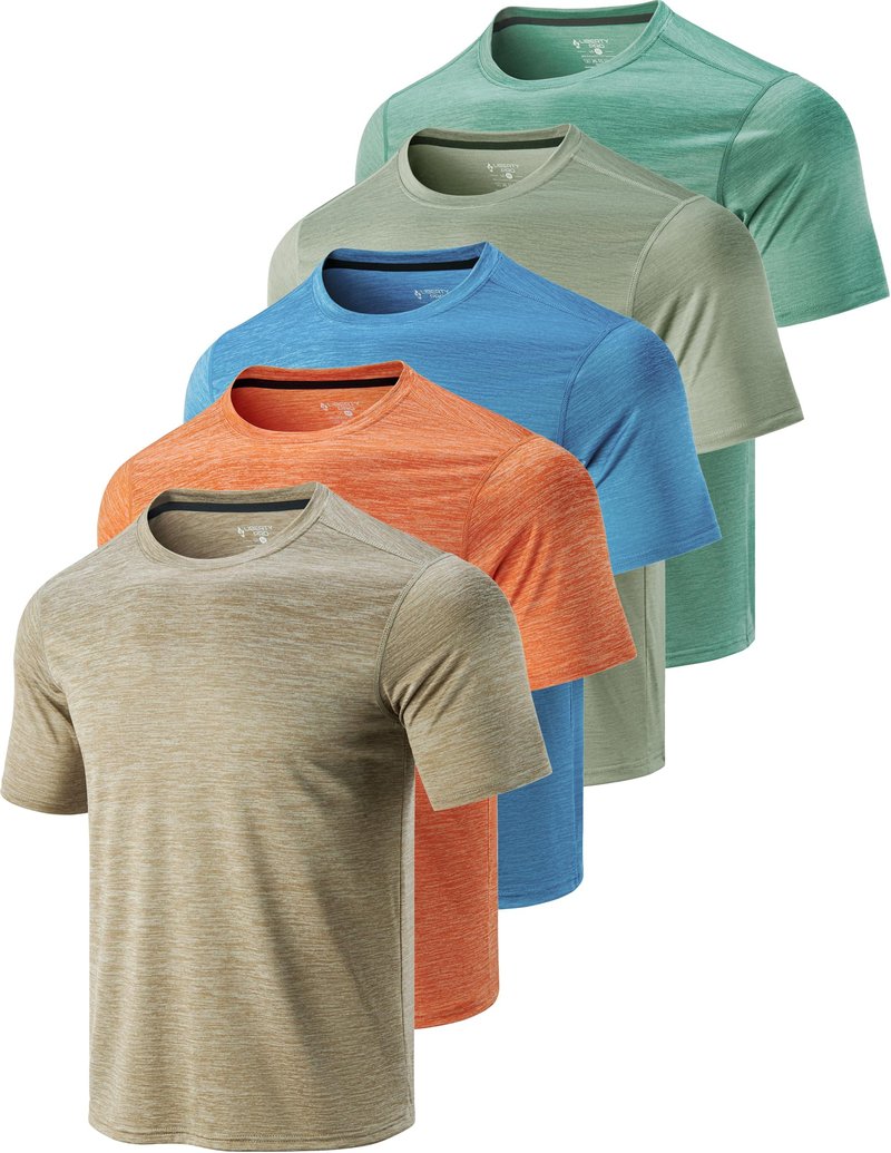5 Pack Men’s Active Quick Dry Crew Neck T Shirts | Athletic Running Gym Workout Short Sleeve Tee Tops Bulk (Set 10, 3X-Large)