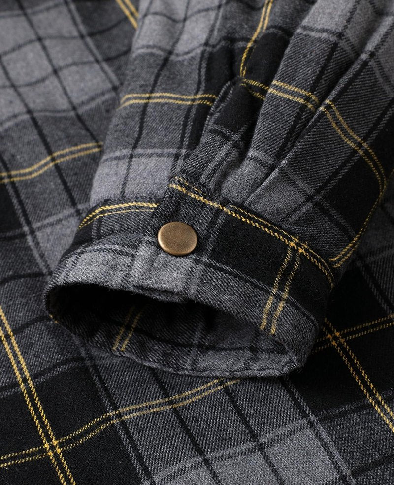 ThCreasa Flannel Hooded Shacket Jackets for Men Quilted Lined Buffalo Plaid Flannel Coat Thick Flannel Shirt Jacket Grey M
