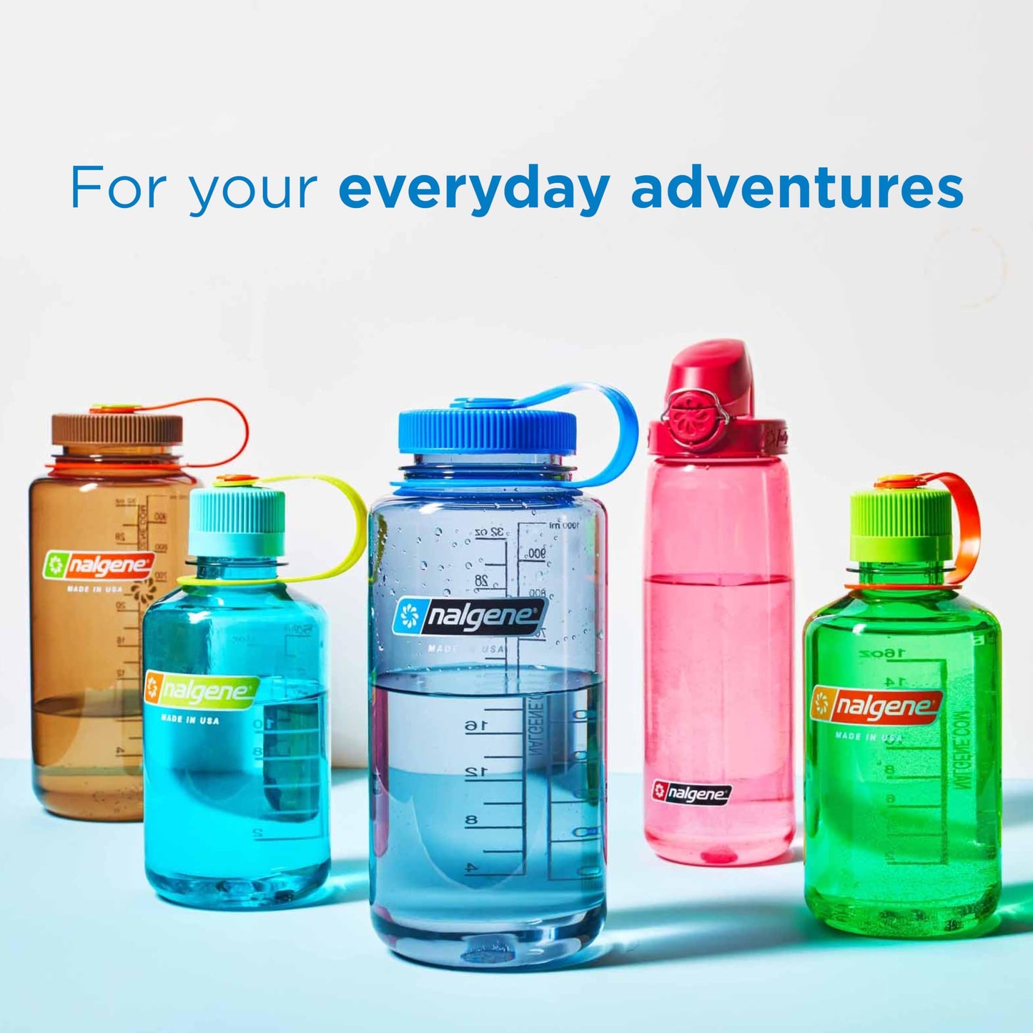 Nalgene Sustain Tritan BPA-Free Water Bottle Made with Material Derived from 50% Plastic Waste (using ISCC certified mass balance), 16 OZ, Narrow Mouth, Cerulean