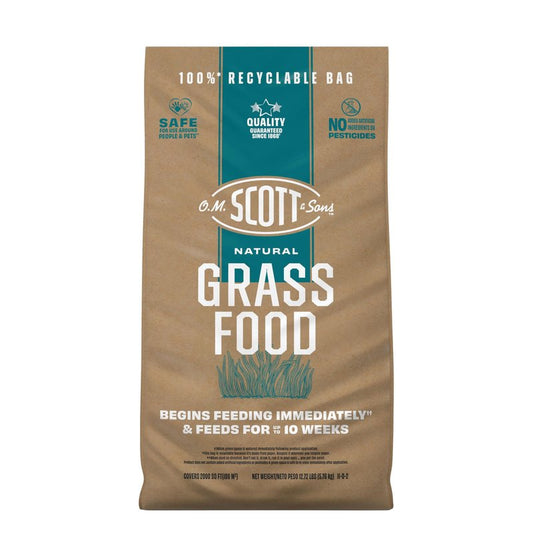 O.M. Scott and Sons Natural Grass Food - Grass Fertilizer for Lawns, Feeds up to 10 Weeks, Covers 2,000 sq. ft., 12.72 lb.