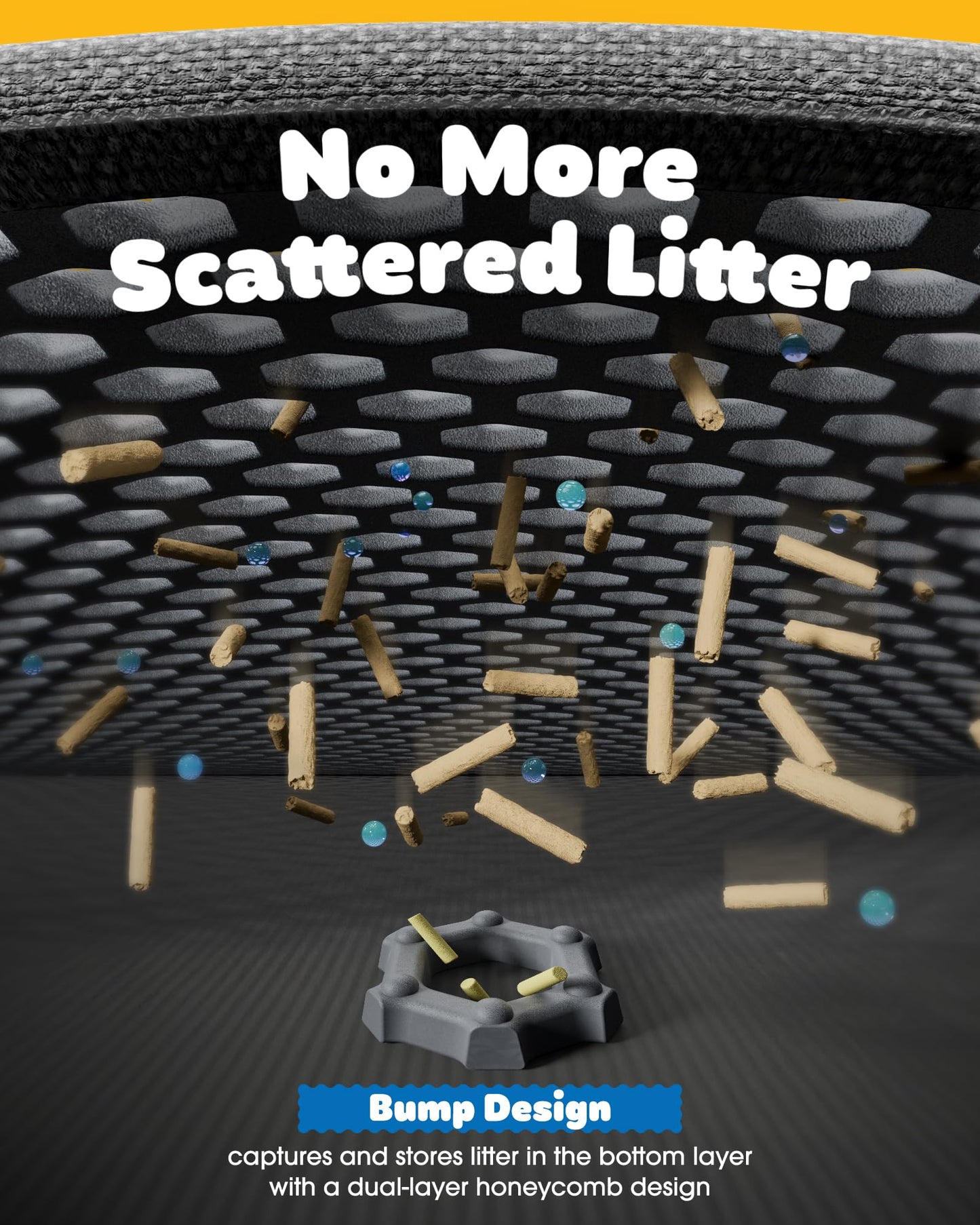 Cat Litter Mat - 23.2'' x 14.6'' Small Litter Trapping Mat, Easy to Clean Litter Box Mat, Waterproof, Urine-Proof, Non-Slip Kitty Litter Mats for Floor, Grey