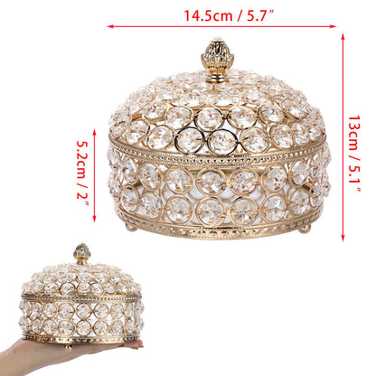 Hipiwe Crystal Jewelry Box Jewelry Trinket Organizer Box Gold Treasure Box Luxury Home Decor Ring Earrings Storage Holder Keepsake Box for Women,X-Large